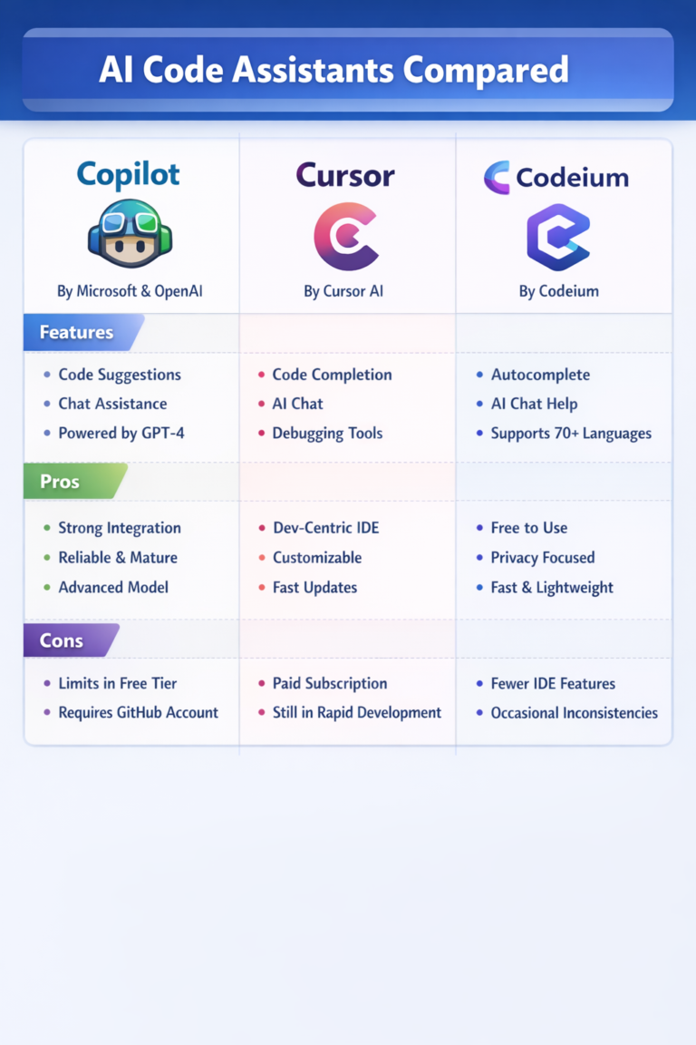AI Code Assistants Compared Copilot vs Cursor vs Codeium
