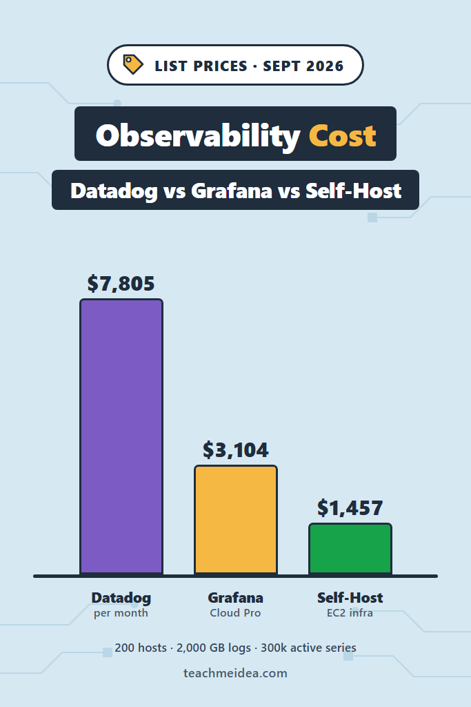 Observability Cost in 2026: Datadog vs Grafana vs Self-Host