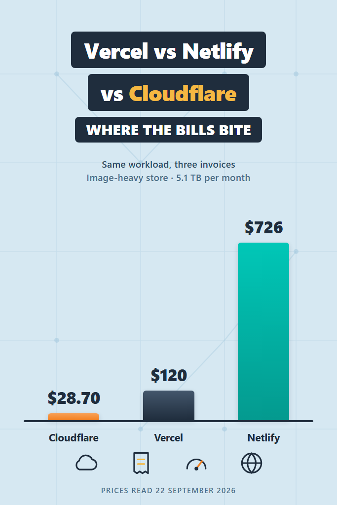 Vercel vs Netlify vs Cloudflare: Three Real Monthly Bills