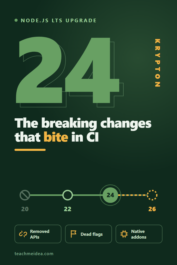 Node.js 24 Breaking Changes: What Bites in CI When You Upgrade